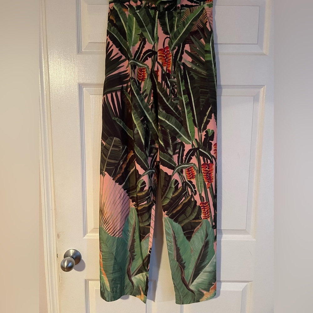 Farm(Rio American Name) )Brazil Amazonia Tropical Leaf Wide Leg Pants